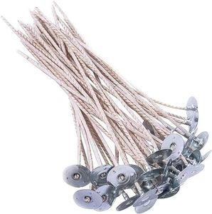 ECO4 100pcs Pre-Waxed Wicks for Soy Candles, 8 inch Thick Wick with Base