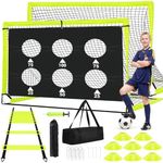 hoerlar Kids Soccer Goals for Backyard Set of 2-6x4 ft Portable Pop Up Soccer Nets Training Equipment with Soccer Ball, Ladder, Cones, Ideal Birthday for Kids Ages 3-5 6-8 8-10 10-12