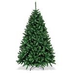 DORTALA 7.5FT Christmas Tree, Unlit Artificial Hinged Full Tree w/Foldable Metal Stand, Premium PVC Douglas Tree with 2254 Tips, Easy Assembly, Holiday Decoration for Home, Office, Market, Green