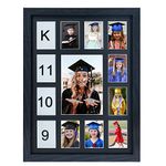 FramePro School Years Picture Frame K-12 Day Graduation Photo Collage Black Frame with Mat, Displays One 5x7 Photo and Twelve 2.5x3.5 Pictures