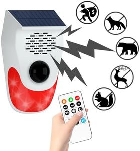 PILSAMAS Solar Motion Sensor Alarm Outdoor Indoor, Motion Sensor Noise Maker with 8 Replaceable Recording, ±Volume, Light- Motion Detector Alarm, Motion Activated Deer Bear Intruder Deterrent Devcies