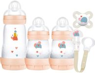 MAM Welcome To The World Set, Newborn Bottle Set with 0-2 Months Baby Soother and Clip, Newborn Baby Gifts, Peach (Designs May Vary)