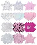 Tripetals Glitters Pasties Nipple Covers Stickers Disposable Sticky Breast Petals Multi Design, Barbie Pink Series, Pink and Silver