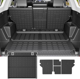 powoq Fit 2010-2023 Toyota 4Runner Cargo Mat Back Seat Protector TPE Trunk Mat Backrest Mat for 2010-2023 Toyota 4Runner 5 Seater Accessories (Rear Backrest Mats+Rear Trunk Mat, Fit W/O Sliding Tray)