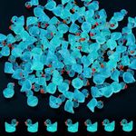 LUTER 100pcs Mini Luminous Resin Ducks, Tiny Ducks Glow in the Dark Miniature Figures Ducks for Garden Landscape Dollhouse Ornament Potted Home Decorations DIY (Blue)