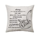 Aconesong Inspirational Gifts Pillow Covers Living Room Decor for Her/Him- Always Remember You Are Braver Than You Believed 18 * 18 In Elephant Throw Pillow Case