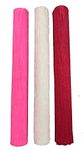 3A Featuretail Tricolor 8ft Length/20in Width Crepe Paper Roll/Wrinkled Paper for Flower Making, Bouquet Wrapping and Craft (Pink-White-Red, 3 Roll - 1 Color Each)