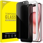 JETech Privacy Full Coverage Screen Protector for iPhone 15 6.1-Inch, Black Edge Anti-Spy Tempered Glass Film with Easy Installation Tool, Case-Friendly, 2-Pack