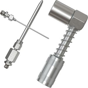 UTOOL Grease Gun Accessory Kit, 90 Degree Coupler, Needle Nozzle, Grease Injection Needle with Cap, for Hard to Reach Grease Zerk Fittings