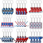 36 Pcs Hockey Party Favors Baseball Birthday Party Supplies Rubber Basketball Keychain with Jerseys Sneakers Gloves Trophies Helmets Design Field Volleyball Gifts for Kids School Sport (Hockey)