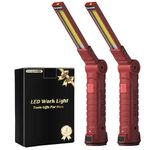 Coquimbo Tool Gifts for Men, Rechargeable LED Work Light Flashlight Grill Light with Magnetic Base 5 Modes 360° Rotate Stocking Stuffers Mens Gifts (2Pack Red)