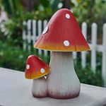 Mushroom Decor Fairy Garden Accessories - Outdoor Garden Decor Mushrooms Ornament for Garden Decoration Garden Gnome's Favorite Mushroom Statues（8” Red）