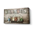 Kitchen Wall Decor Canvas Wall Art Rustic Farmhouse Kitchen Sign Picture Vintage Kitchen Painting Framed Modern Artwork for Kitchen Dining Room Restaurant Decor 24x10 inch