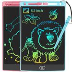 JOEAIS LCD Writing Tablet 2 Pack, 8.5 Inch Drawing Pads for Kids With Stylus Lanyard, Doodle & Scribble Boards Learning Toy for Children, for Both Boys and Girls (Pink+Blue)