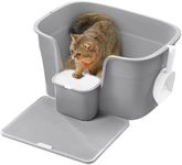 Feandrea Cat Litter Box, 25.2" L x 17.3" W x 13" H, Extra Large Litter Box, High-Sided Litter Box with Litter Catcher Board, Storage Box, Scoop, for Large Cats, Dove Gray, X-Large UPPT003G01