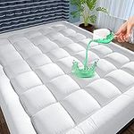 JTE Waterproof Mattress Pad California King Size Pillow Top Down Alternative Filling Cooling Cotton Top Mattress Topper Cover Fitted Quilted