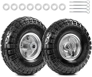 LTNICER Heavy-Duty 10-Inch Replacement Tires Compatible with Gorilla Carts, Hand Trucks, Generators, Lawn Mowers - 4.10/3.50-4" with 5/8" Axle Bore Hole and 1-3/4" Hub - Pneumatic Air Tires (2 Pack)