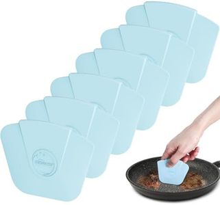 Pan Scraper Dish Scraper Tool - Pot Scraper Plastic for Cast Iron Skillet Cookware Cleaning, 6 Pcs Non Scratch Plastic Food Scraper Tool Kitchen, Heat Resistant Kitchen Scraper, Blue