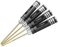 HRB 4pcs 1.5mm 2.0mm 2.5mm 3.0mm Hex Screw Driver Set Titanium Hexagon Screwdriver Wrench Tool Kit for Multi-Axis FPV Racing Drone RC Quadcopter Helicopter Car Models