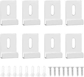 8pcs Mirror Clips for Wall Mounting, Metal Mirror Holder Clips Hooks Frameless Wide Channel Mirror Retainer Clips Heavy Duty Hanging Hardware Tile Hanger Bracket for Billboard, with Screws(Silver)