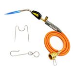 MAPP Propane Torch, High Intensity Gas Torch Head with 1.5m Hose Self Igniter Trigger Start Adjustable Flame Valve Brass Tip CGA600 Interface for Heating Welding Soldering