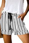 Womens Shorts Casual Stripe Print Cute Plus Size Bermuda Shorts for Women Summer,White XL