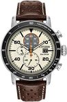 Citizen Eco-Drive Brycen Chronograph Mens Watch, Stainless Steel with Leather strap, Weekender, Brown (Model: CA0649-06X)