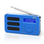 Portable DAB Radio - August MB225 - DAB/DAB +/FM - RDS Function, 40 Presets, Stereo/Mono Portable Digital Radio, Dual Alarm, Rechargeable Battery, Headphone Jack (Blue)