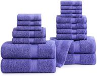 LANE LINEN Cotton Bath Towels for Bathroom - 18 PC 100% Cotton Towels - 4 Bathroom Towel Set, 6 Hand Towels for Bathroom, 8 Washcloths, Soft Turkish Towel Sets for Bathroom, Travel Towel - Blue Irish