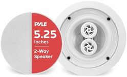Pyle 5.25" Ceiling Wall Mount Speakers - 2-Way Weatherproof Full Range Woofer Speaker System Flush Design w/ 65Hz-22kHz Frequency Response 200 Watts Peak & Template for Easy Installation - PWRC52