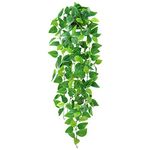 Dremisland 1Pcs Artificial Hanging Plants Artificial Potted Plant Fake Ivy Vine Plant for Wall House Room Patio Office Farmhouse Indoor Outdoor Decor (with Black Pot) (1 PCS)