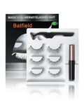 Batfield 3 Pairs Magnetic False Eyelashes - Reusable Fake Eyelashes with Eyeliner and Tweezer - Artificial Eye Lashes for Women Natural Wispy(Style 3)