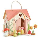 Tender Leaf Toys - Rosewood Cottage - Portable Wooden Dollhouse Cottage Set with Garden & 14 Pieces of Accessories, for Kids 3+