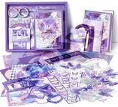 yifely Paper Vintage Aesthetic Scrapbook Kit Scrapbooking Supplies Kit with Bullet Junk Journal,Stationery,A6 Grid Notebook with Graph Ruled Page DIY Journaling Gift for (Dreamland, Purple)