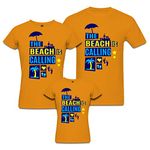 RAINBOWTEES Beach Calling-3Family t-Shirts Set of 3 for Father Mother and Kid (Mustard, Mail The Sizes to Gangsters.4006@gmail.com)