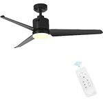 FINXIN Ceiling Fan with Lamp, Ceiling Fan with Light and Remote Control 52 Black Ceiling Fans For Bedroom,Living Room,Dining Room Including Motor,3-Blades,Remote Switch [Energy Class A+]
