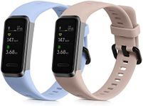 kwmobile Straps Compatible with Huawei Band 4 Straps - 2X Replacement Silicone Watch Bands - Dusty Pink/Light Blue