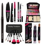 Deputy Mascara,liquid eyeliner,eyebrow pencil with 36h long lasting eyeliner with 6155 makeup kit and highlighter and contour stick and 7 pcs makeup brush and kajal