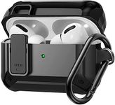 Amozo Tough Rugged Shockproof Cover Case Compatible with AirPods Pro 2 / AirPods Pro GEN-2 (2022) - (Black) (Earphone are not Included) (Lock Case - Black)