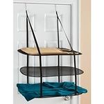 Greenco 3 Tier Over The Door Folding Drying Rack |for Clothing, Sweater, Garment, and Room Organization| Dryer Racks for Laundry Perfect for Small Spaces, Apartments, Dorm Rooms, and Bathrooms|Black