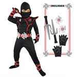 Spooktacular Creations Deluxe Boys Ninja Costume for Kids, Ninja Cosplay Costume for Boys and Girls, Ninja Fancy Dress Costume Halloween, Carnival Costume