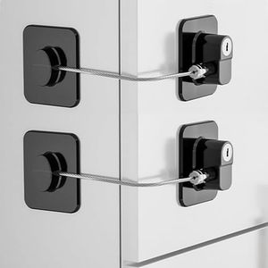 YTDSUP Refrigerator Lock (2 Pack), Baby Proof Cabinet Locks with Keys, Safety Cabinets Locks for Toddler, Child Proof Fridge Door Lock for Kitchen Freezer, Cabinets and Drawers (Black)
