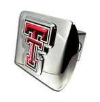 Texas Tech Red Raiders Bright Polished Chrome with Color TT Emblem NCAA College Sports Trailer Hitch Cover Fits 2 Inch Auto Car Truck Receiver