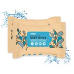 Terra Water Baby Wipes, India's First 100% Biodegradable Baby Wet Wipes, Soft Cleansing Baby Wipes, Premium Wipes, Chamomile Oil & Vitamin E, Travel Pack, 48 Wipes (Pack of 2)