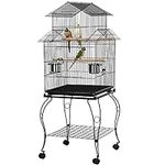 Yaheetech 55-inch Rolling Standing Triple Roof Top Medium Parrot Cage for Mid-Sized Parrots Cockatiels Sun Parakeets Green Cheek Conures Caique Pet Bird Cage with Detachable Stand