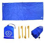 SUP Landing Mat for Paddle Boards, Ocean Blue, with Stakes and Corner Pockets. 360 x 145 cms, Quick drying, Sand Resistant Rip Stop 210T Nylon