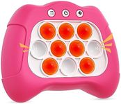 Fast Push Bubble Pop Fidget Toy, Electronic Light Up Game Console, Cool Birthday Gifts for 6 7 8 9 10-12 Year Boys and Girls Pop Up Stress Toy, Concentration Speed Puzzle Game for Family Party-Pink