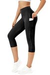 Neonysweets Women's Workout Leggings Phone Pocket Running Yoga Pants, Yogacapris-black/Prited(75% Polyester,25% Spandex), XXL