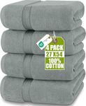 Utopia Towels - 4 Piece Bath Towels Set (69 x 137 CM) - Premium 100% Ring Spun Cotton - Quick Dry, Highly Absorbent, Soft Feel Towels, Perfect for Daily Use (Cool Grey)