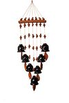 ESVAR STONECRAFT Terracotta Ceramic Coated Black Wind Chime (Seven Bells) Straight Design Positive Energy Handmade Craft with Great Melodious Sound Bells 60cm Long.